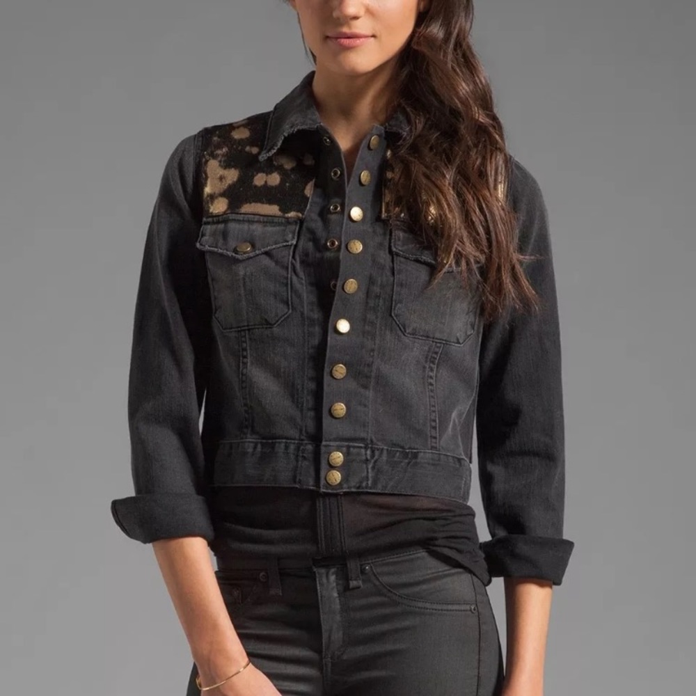 Current Elliott Denim Jacket with Gold Cowhide S1